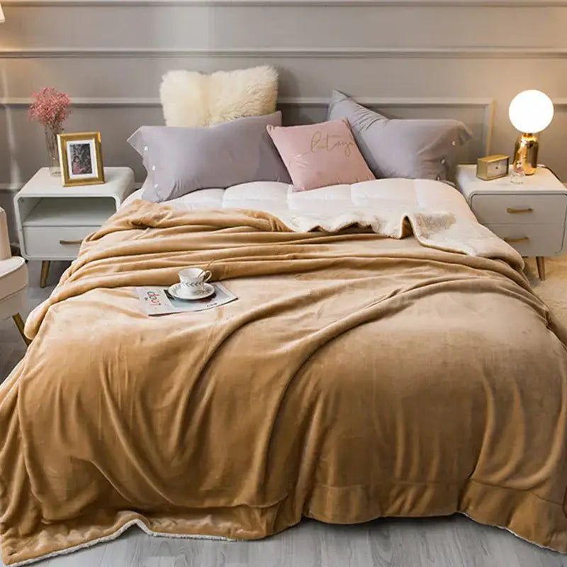 Tan Lambswool Fleece Blanket