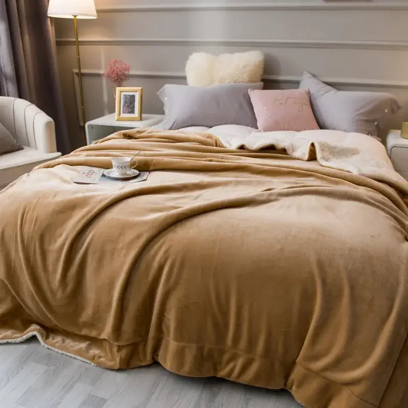 Tan Lambswool Fleece Blanket