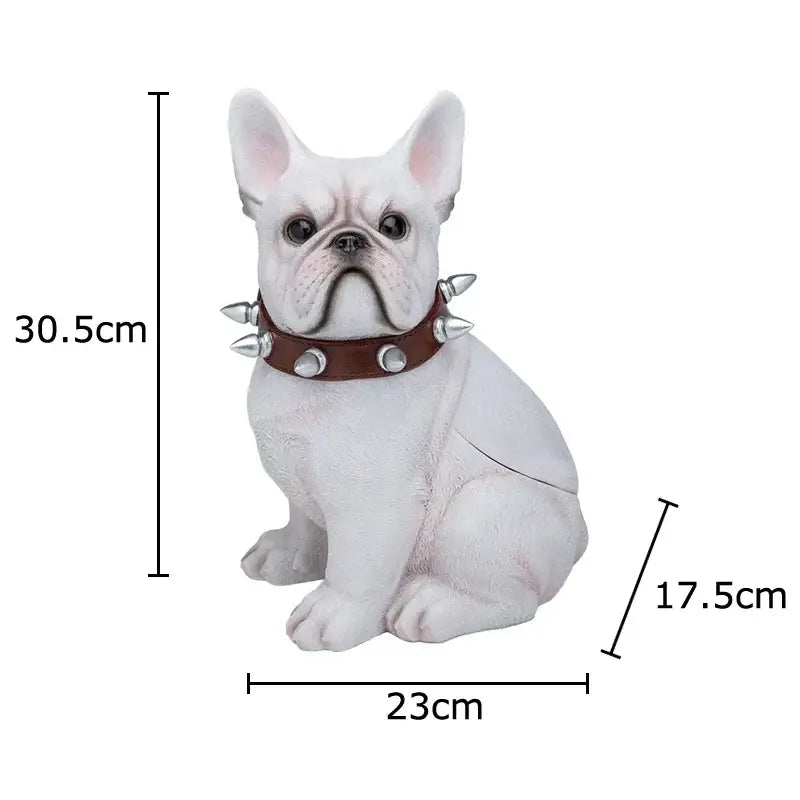 Tan Bulldog Resin Tissue Box