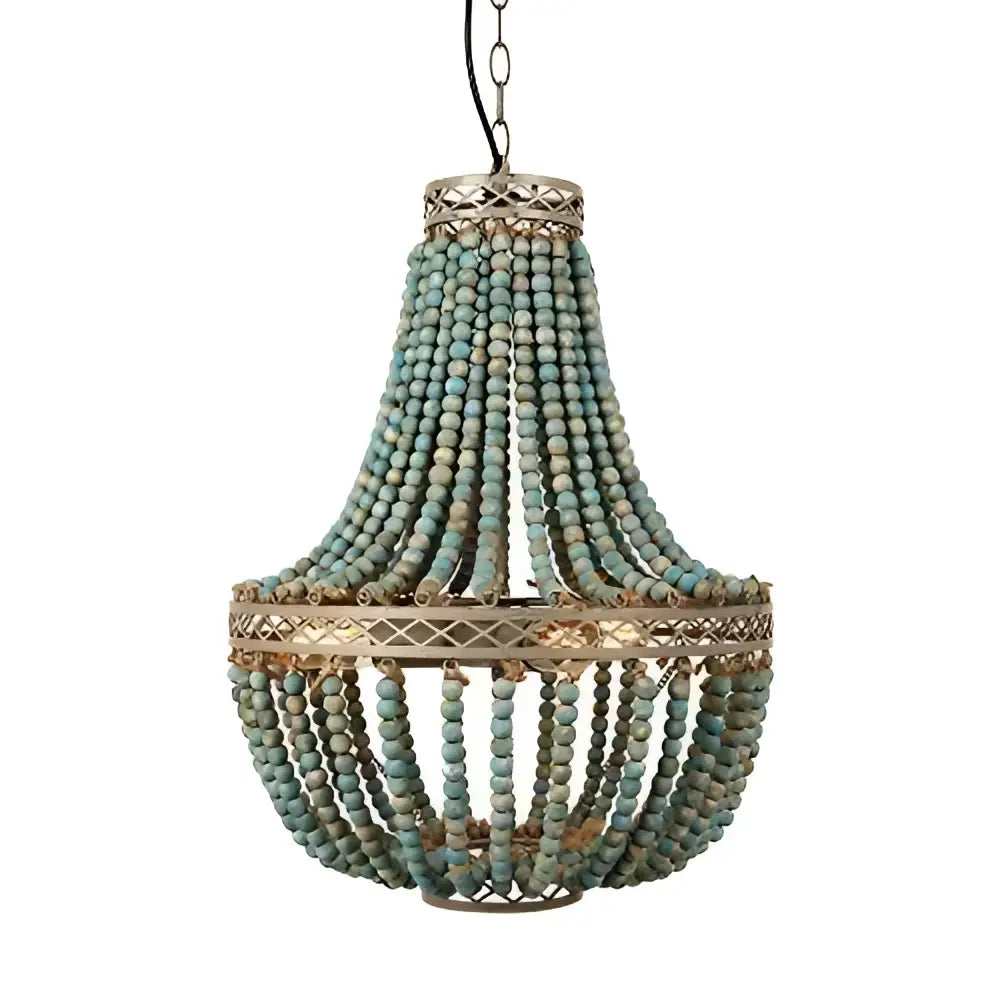 Teal Wood Beads Chandelier