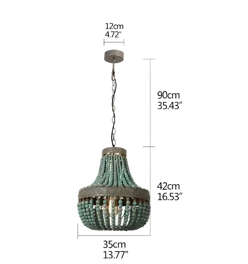 Teal Wood Beads Chandelier