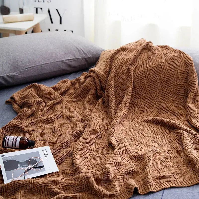 Teal Cable Knit Blanket