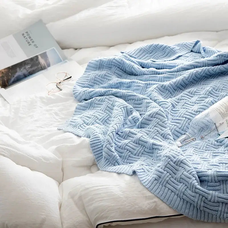 Teal Cable Knit Blanket