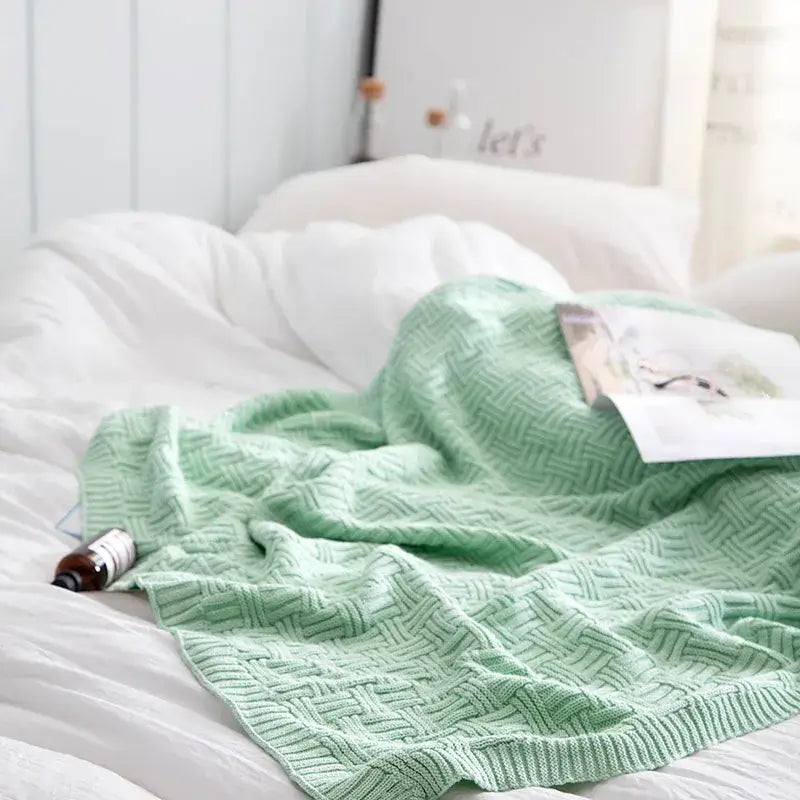 Teal Cable Knit Blanket