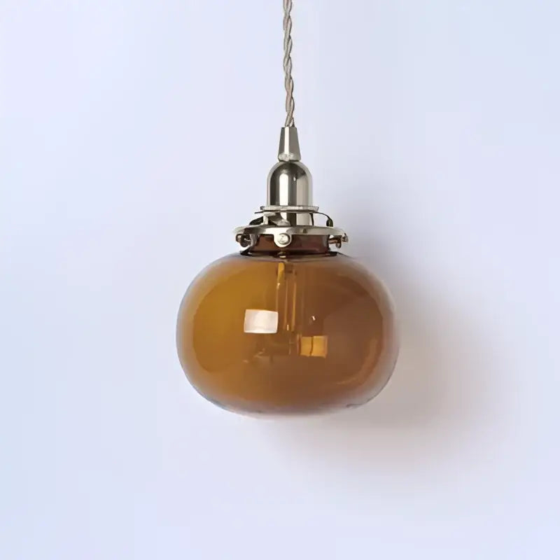 Teal Glass Pendant Light with Brass Hardware