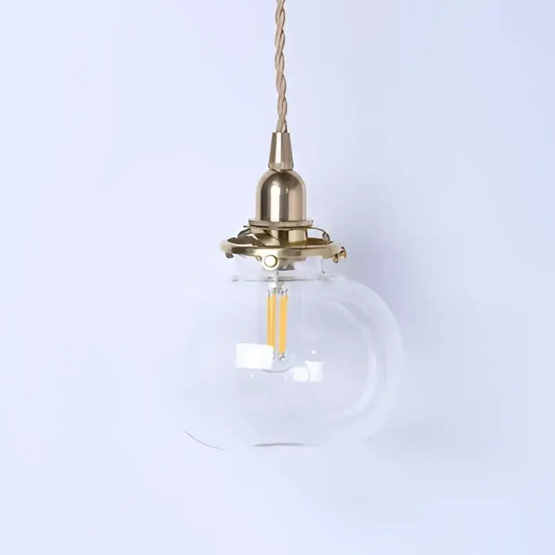 Teal Glass Pendant Light with Brass Hardware