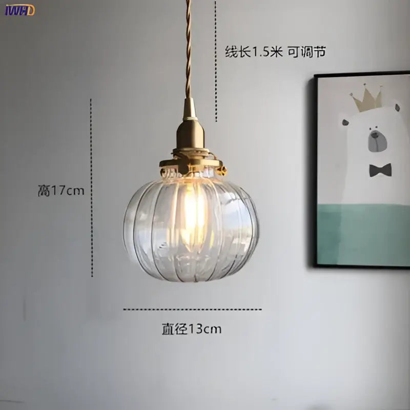 Teal Glass Pendant Light with Brass Hardware