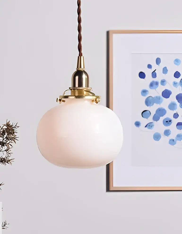 Teal Glass Pendant Light with Brass Hardware