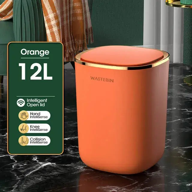 Teal Gold Sensor Trash Can