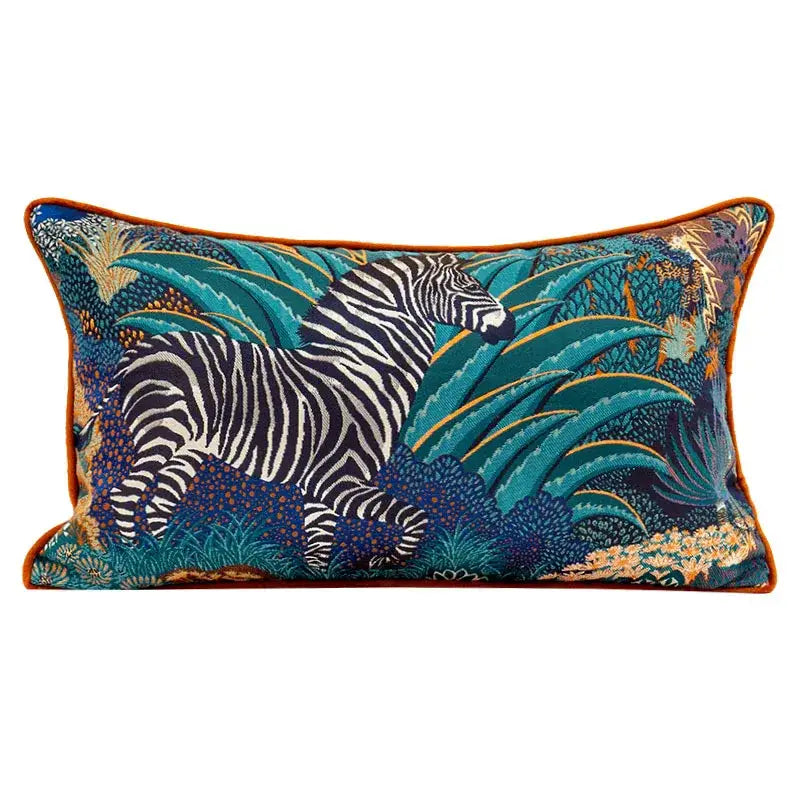 Teal Zebra Jacquard Pillowcases