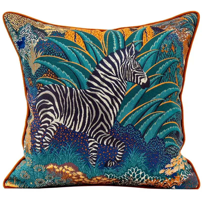 Teal Zebra Jacquard Pillowcases