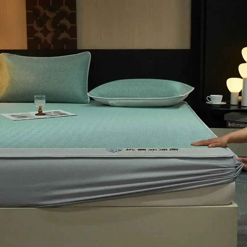 Teal Herringbone Fitted Sheet