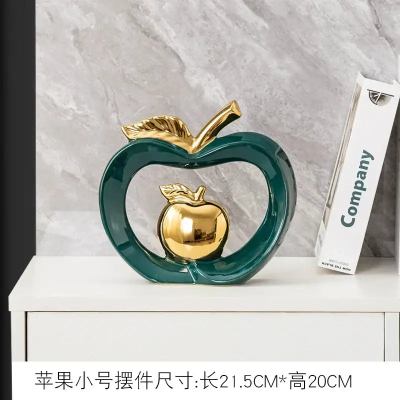 Teal Gold Ceramic Apple Box