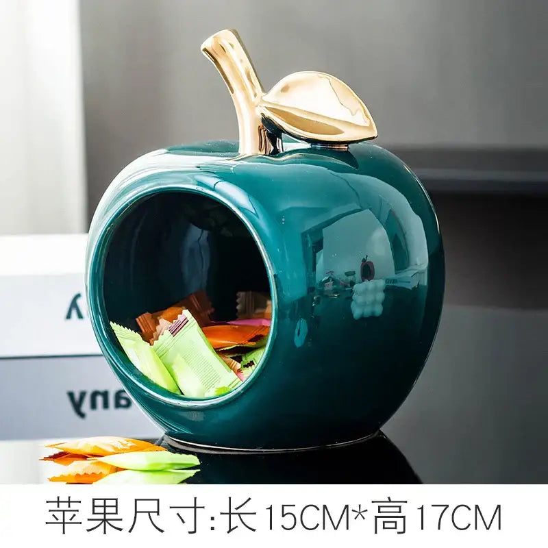Teal Gold Ceramic Apple Box