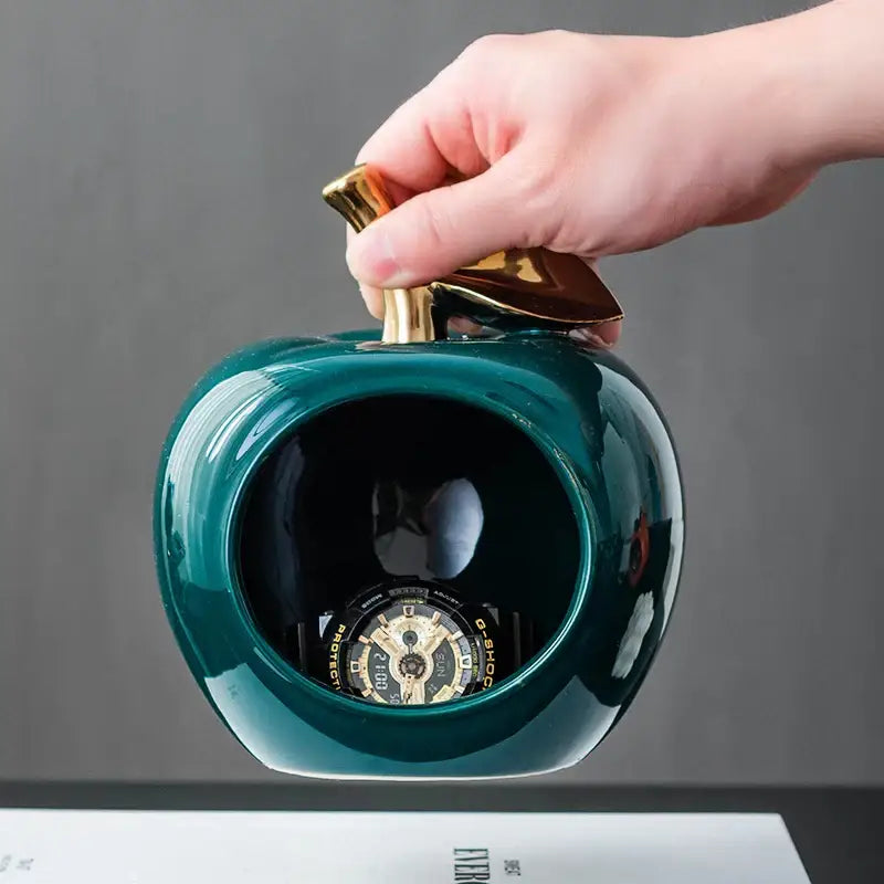 Teal Gold Ceramic Apple Box