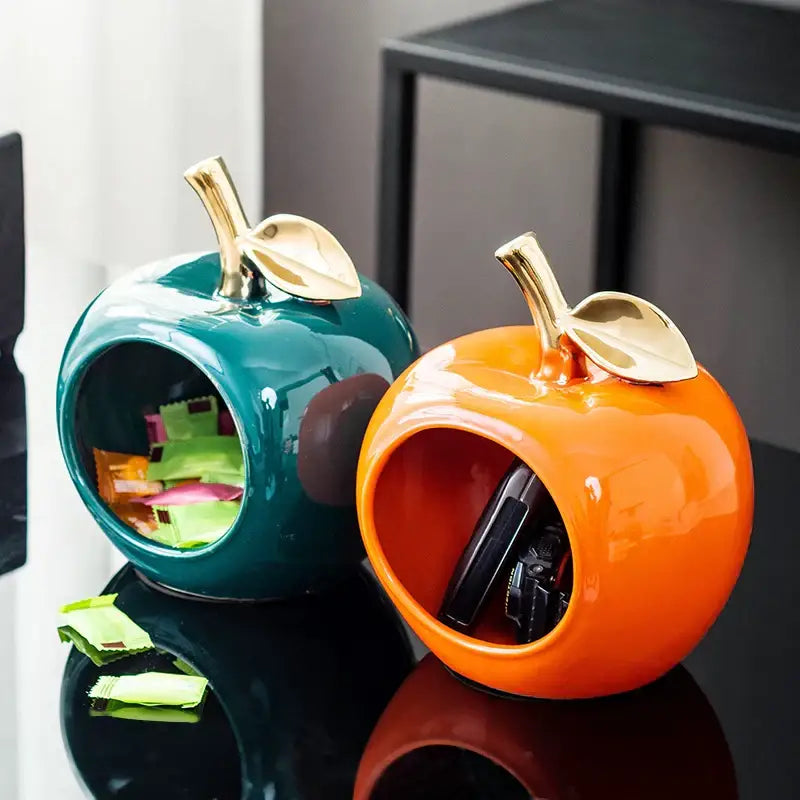 Teal Gold Ceramic Apple Box