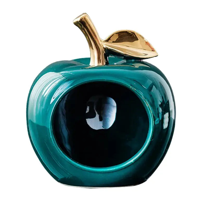 Teal Gold Ceramic Apple Box