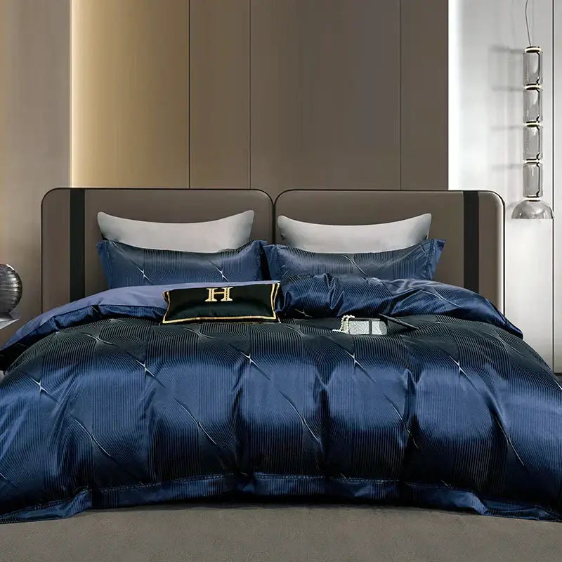 Teal Geometric Cotton Bedding