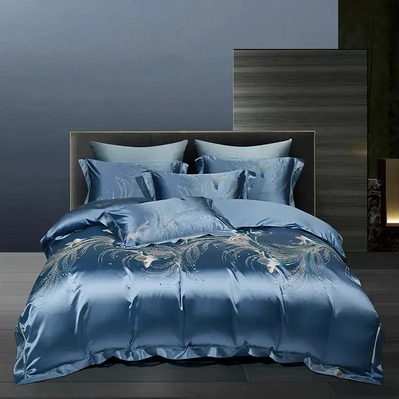 Teal Geometric Cotton Bedding