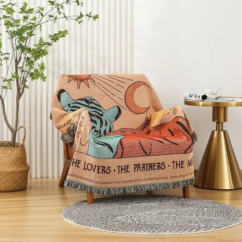 Teal Knitted Sofa Blanket