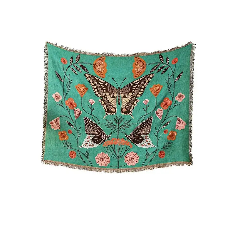 Teal Knitted Sofa Blanket