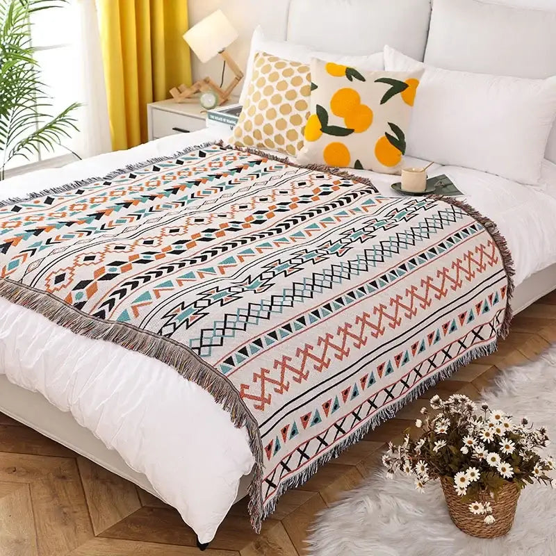 Teal Knitted Sofa Blanket