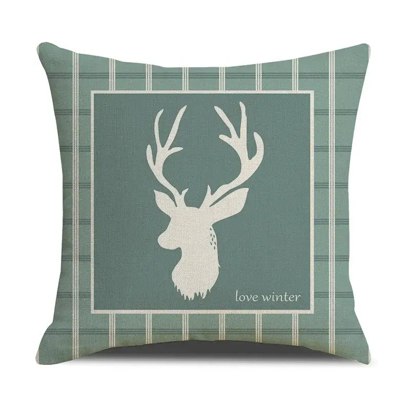 Teal Deer Linen Pillowcase Set