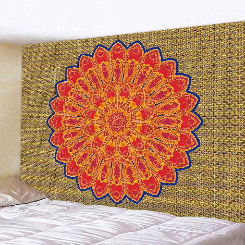 Teal Mandala Wall Tapestry