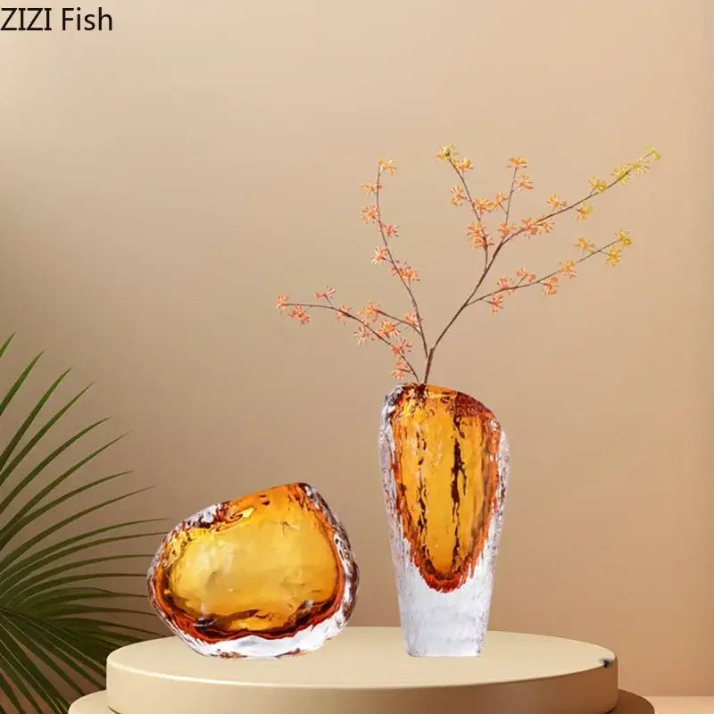 Amber Glass Vase Decor