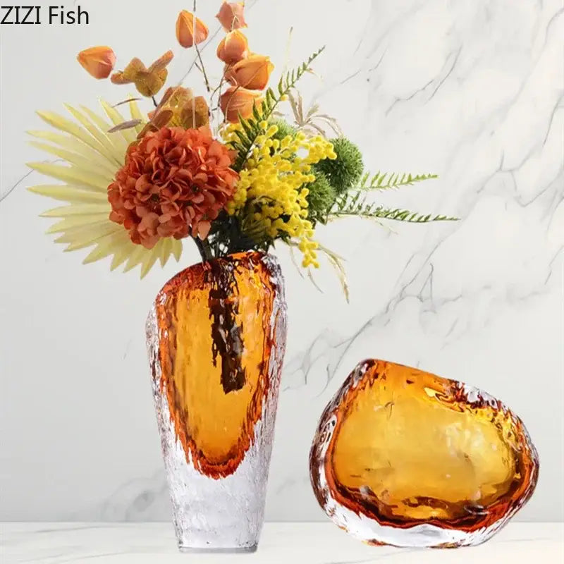 Amber Glass Vase Decor