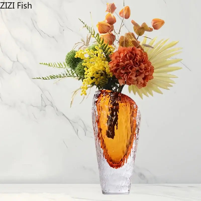 Amber Glass Vase Decor