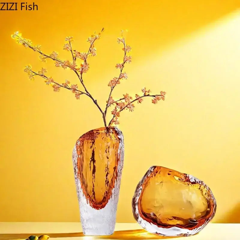 Amber Glass Vase Decor