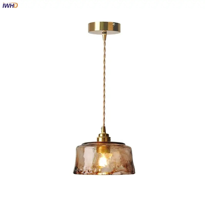 Amber Smoke-Gray Glass Pendant Light