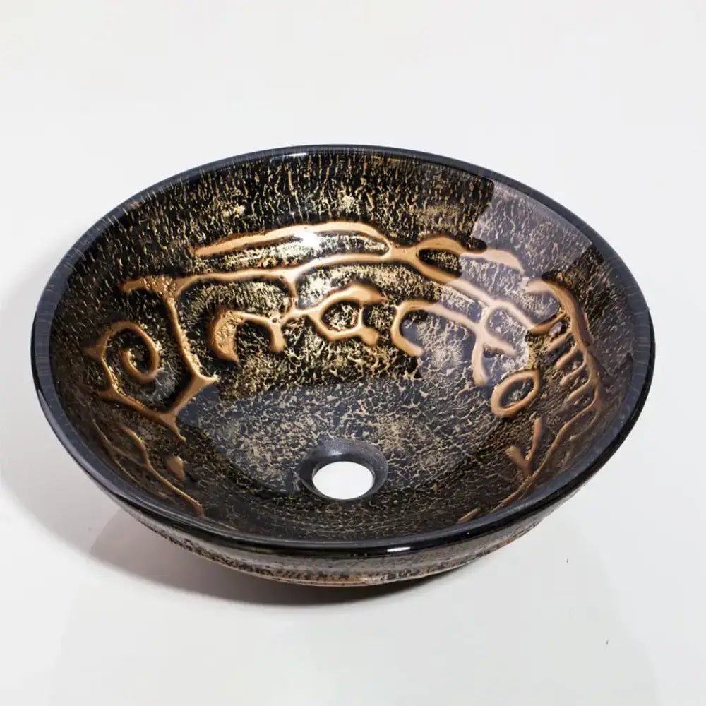 Black Gold Glass Basin Set