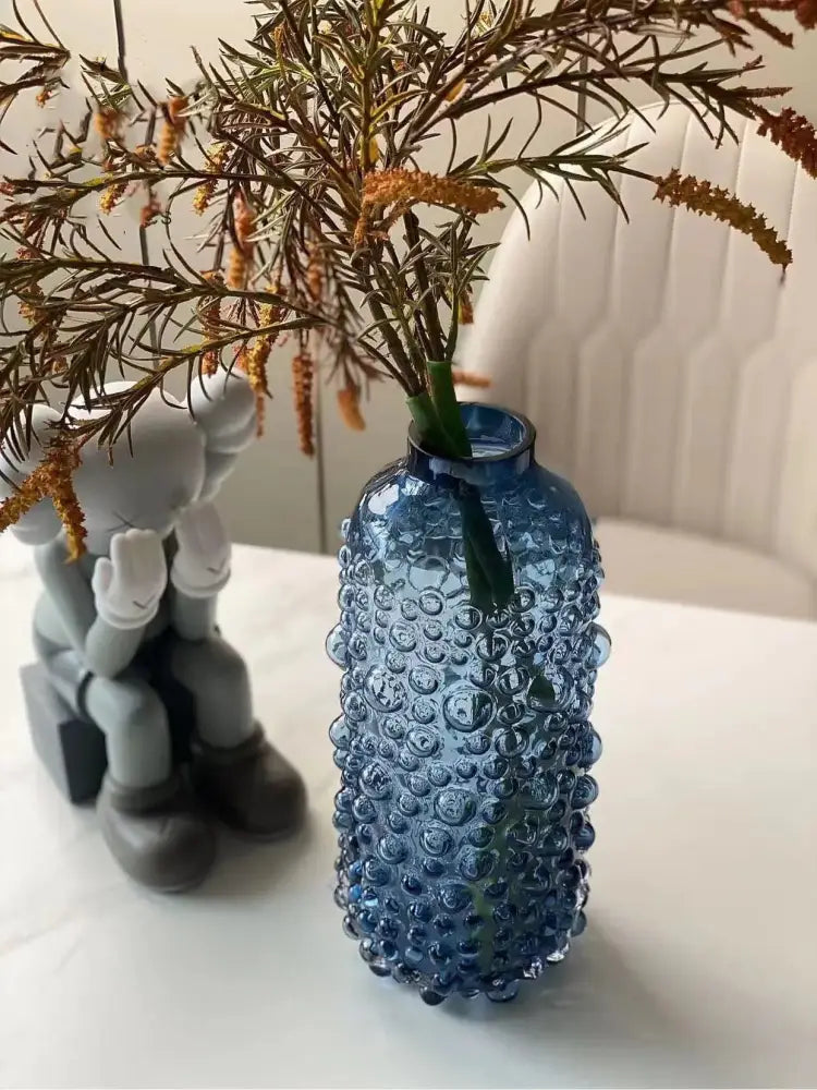 Blue Textured Glass Vase