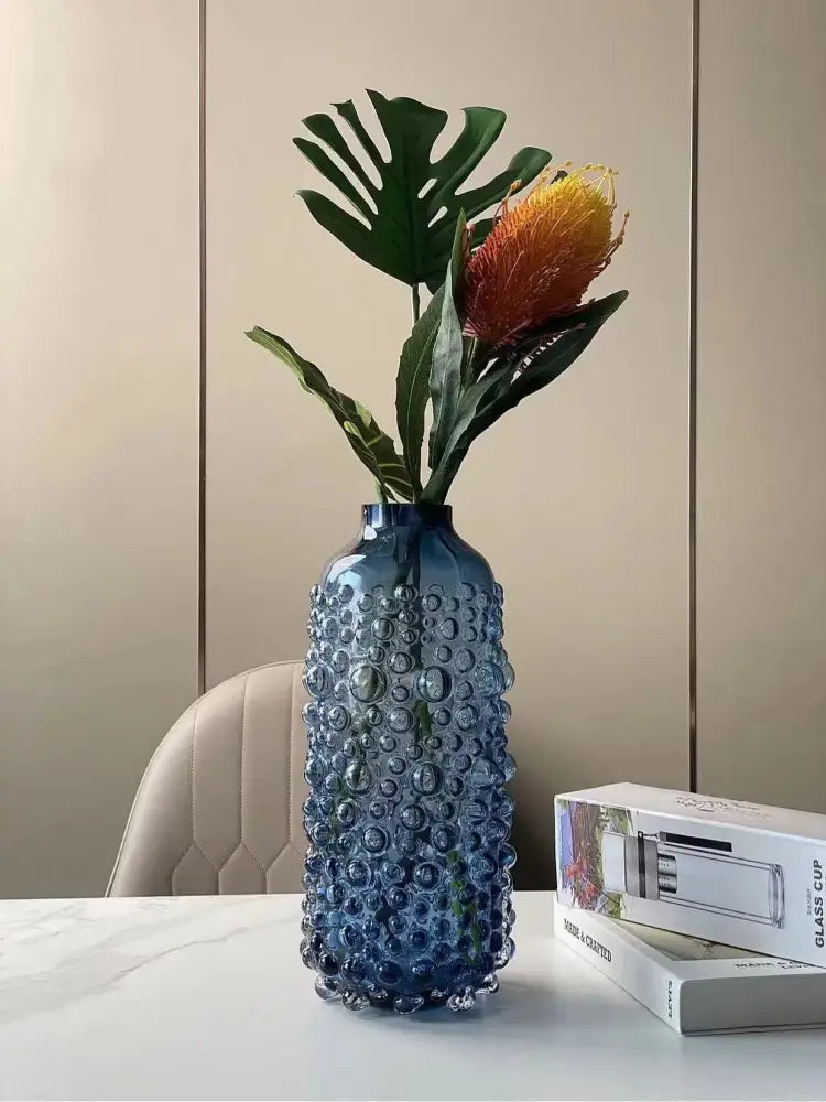 Blue Textured Glass Vase