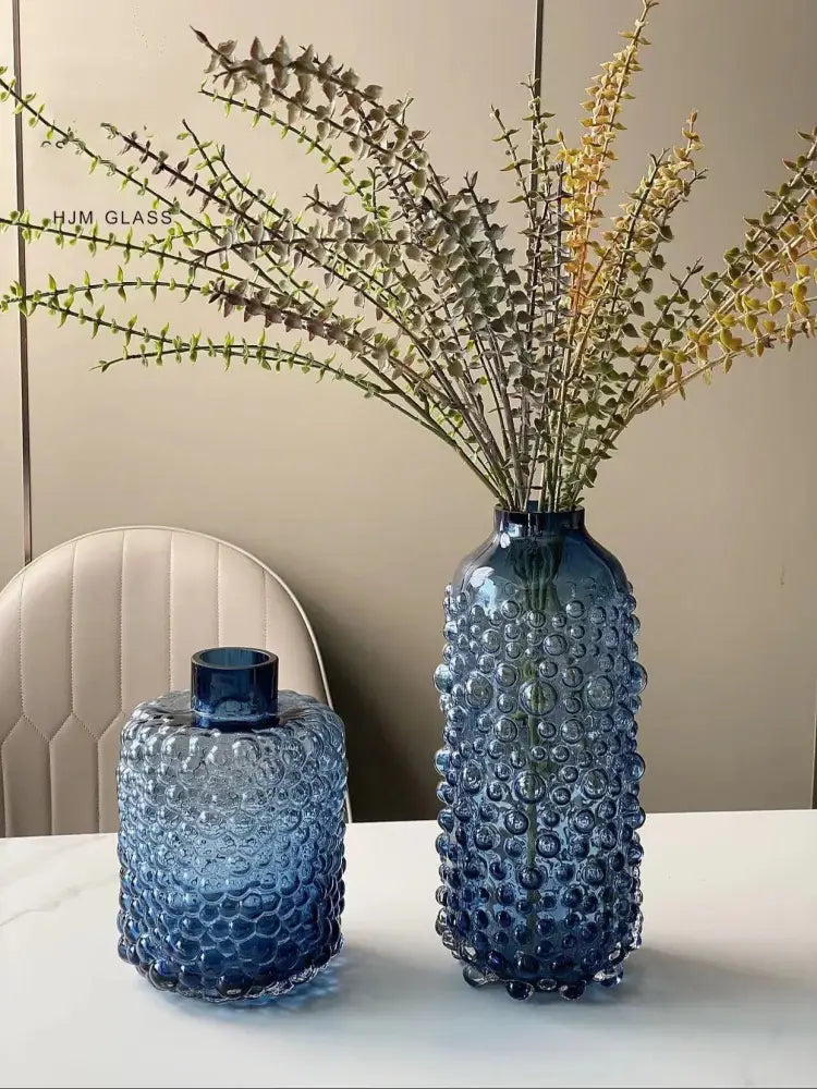 Blue Textured Glass Vase