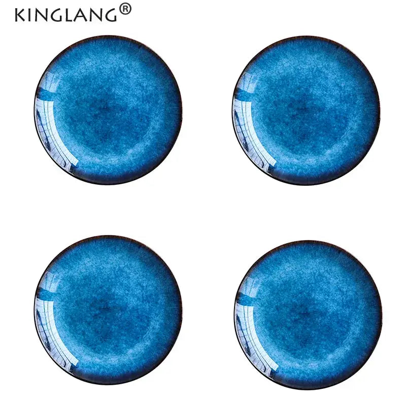 Blue Gradient Ceramic Plates 10-inch 4-Piece Set