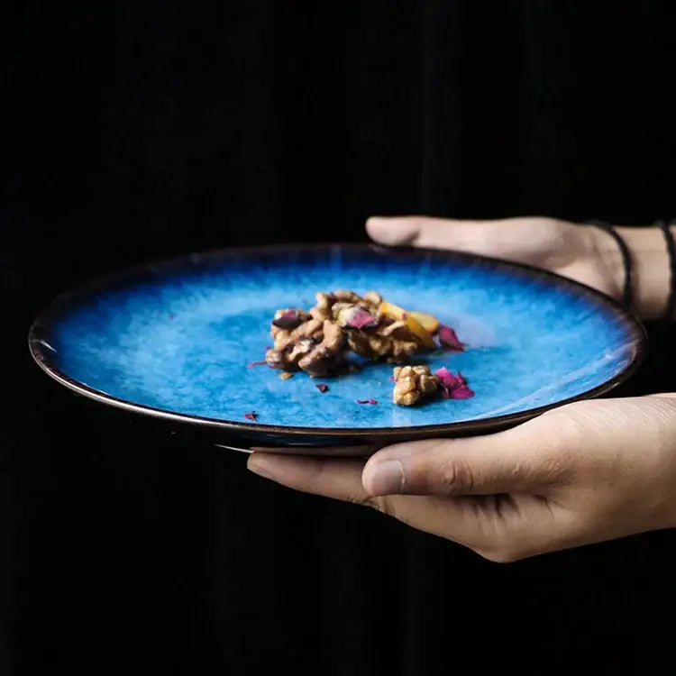 Blue Gradient Ceramic Plates 10-inch 4-Piece Set