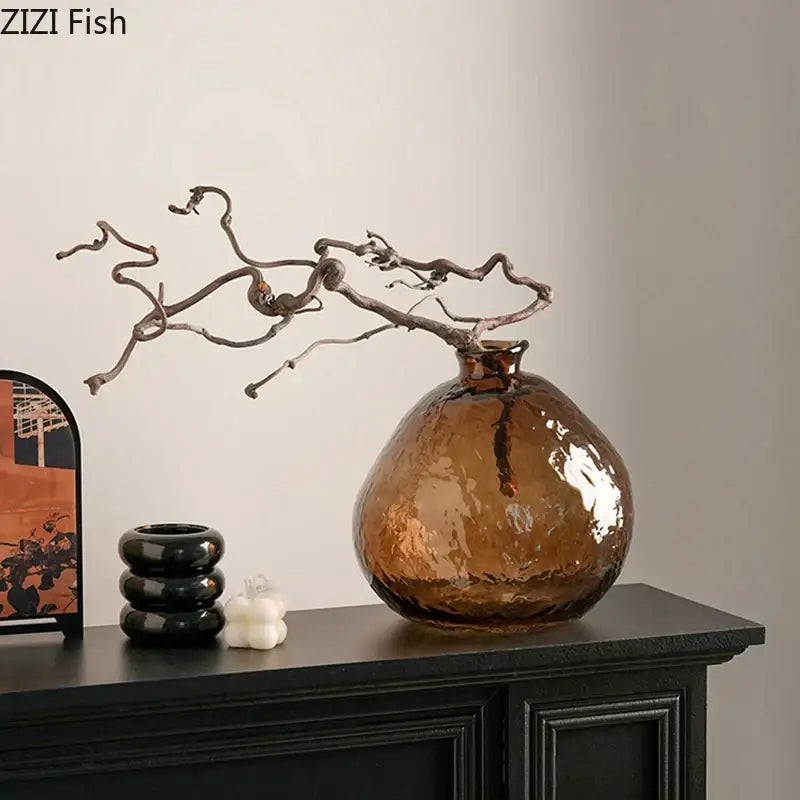 Brown Glass Hydroponic Vase