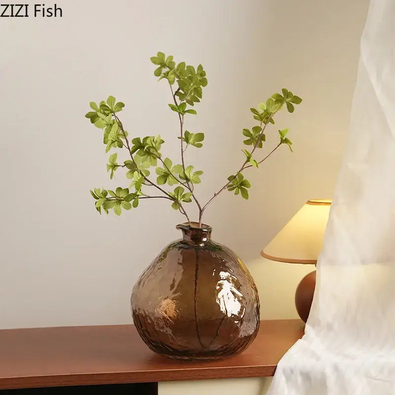 Brown Glass Hydroponic Vase