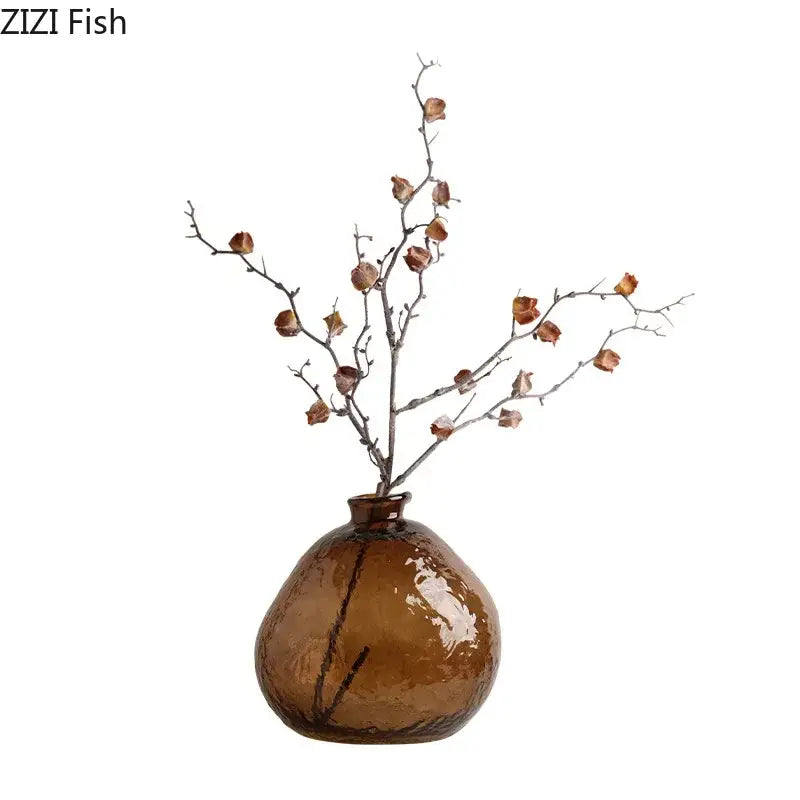 Brown Glass Hydroponic Vase