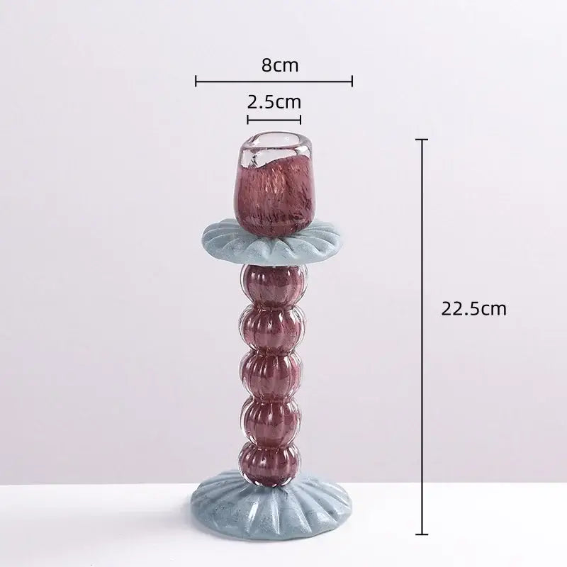 Burgundy Glass Candlestick Holder