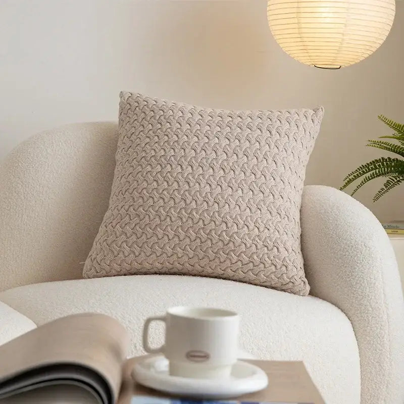 Cable Knit Cotton Pillow Cover
