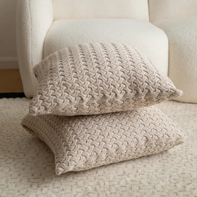 Cable Knit Cotton Pillow Cover
