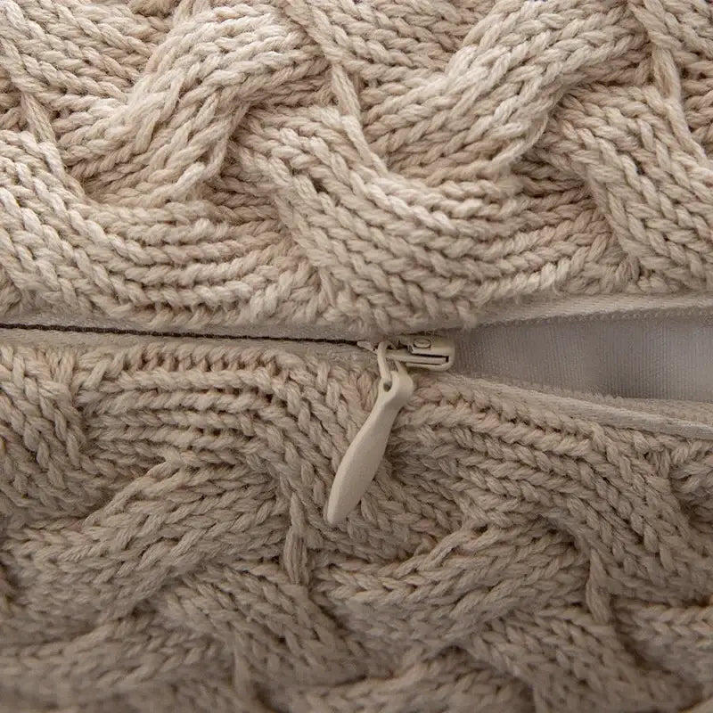 Cable Knit Cotton Pillow Cover