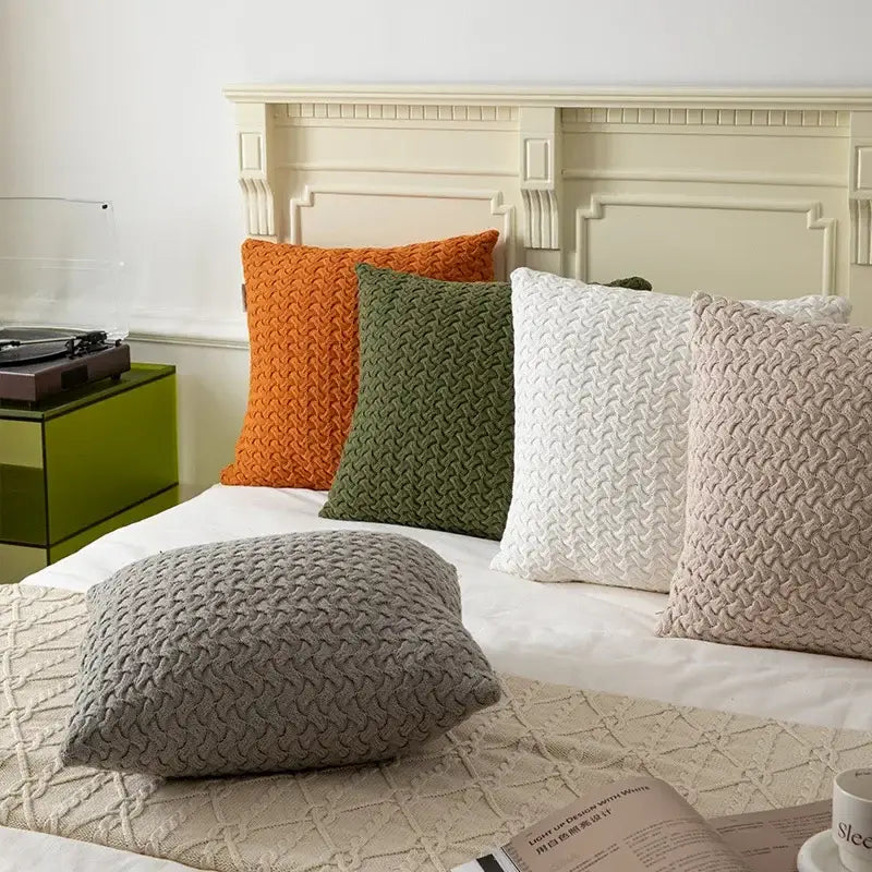 Cable Knit Cotton Pillow Cover