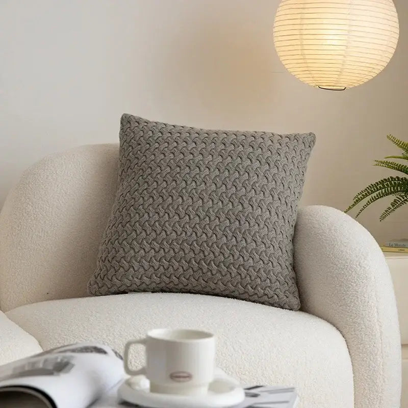 Cable Knit Cotton Pillow Cover