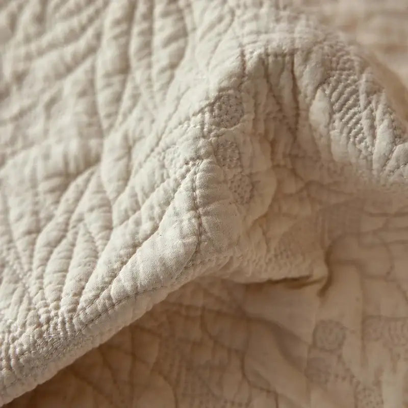 Cream Cotton Quilted Bedspread
