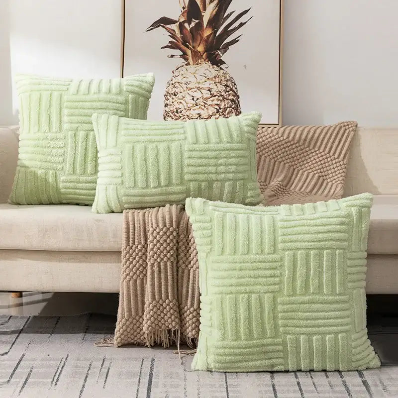 Cream Woven Geometric Cushion